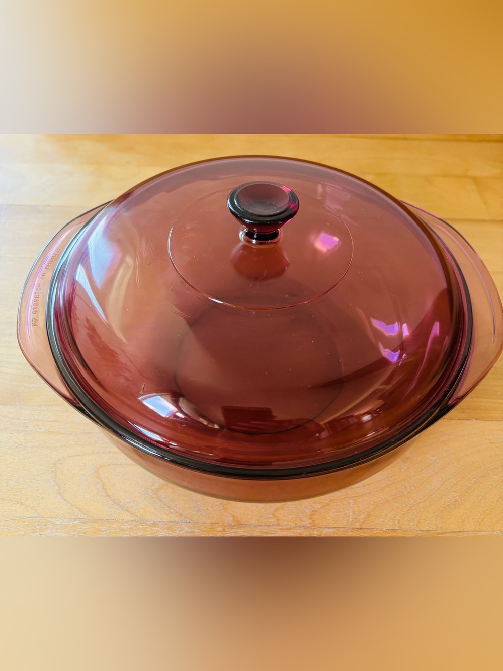 Vintage Pyrex Cranberry 2 Qt Covered Casserole Dish #024 – Excellent Condition